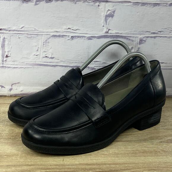 Dansko Danica Black Penny Loafers EU 40 US 9.5-10 Block Heel Comfort Shoes - Picture 1 of 8